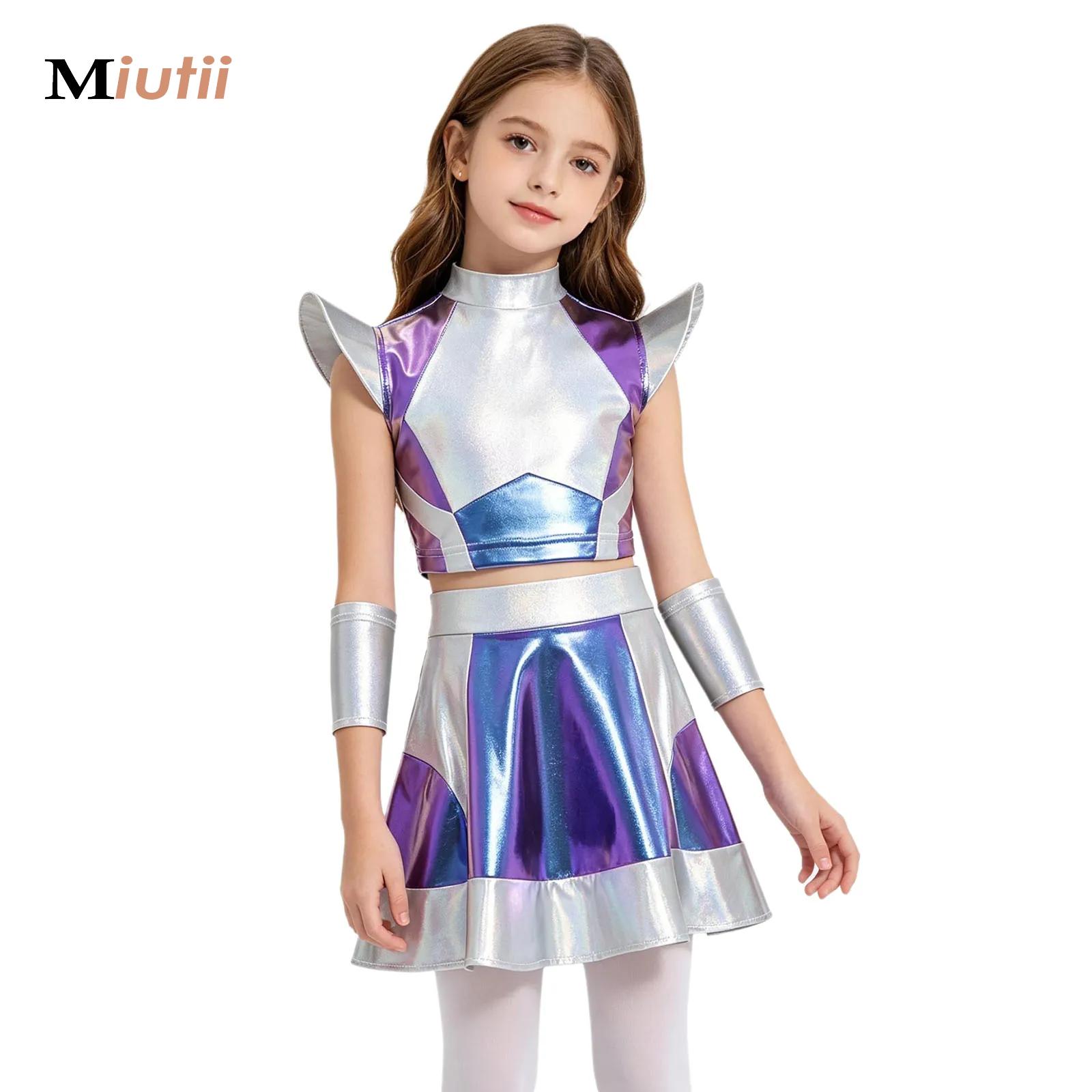 Robot Kit - Meisjes zilveren astronaut kostuum alien jumpsuit
