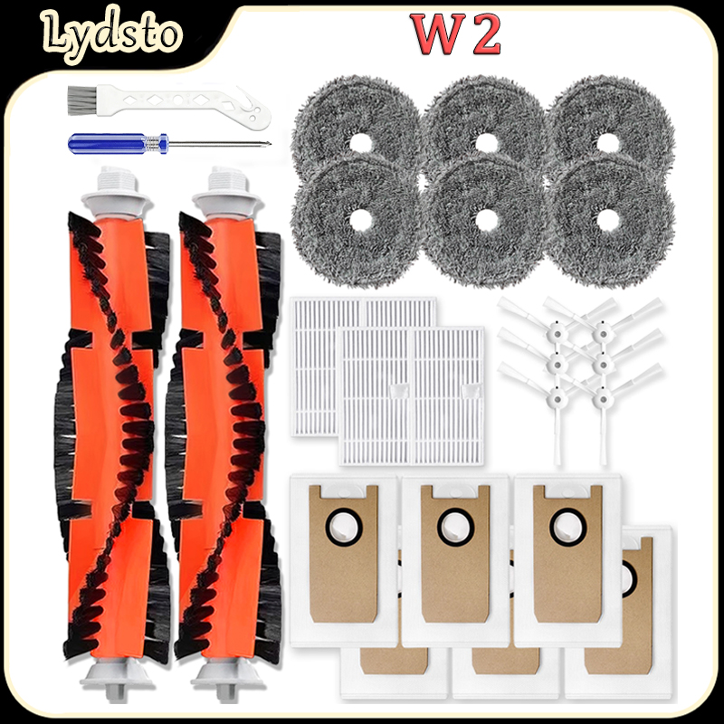 Robot Kit - Vervangingsonderdelenset voor Lydsto W2 robotstofzuigeraccessoires, hoofdborstel,